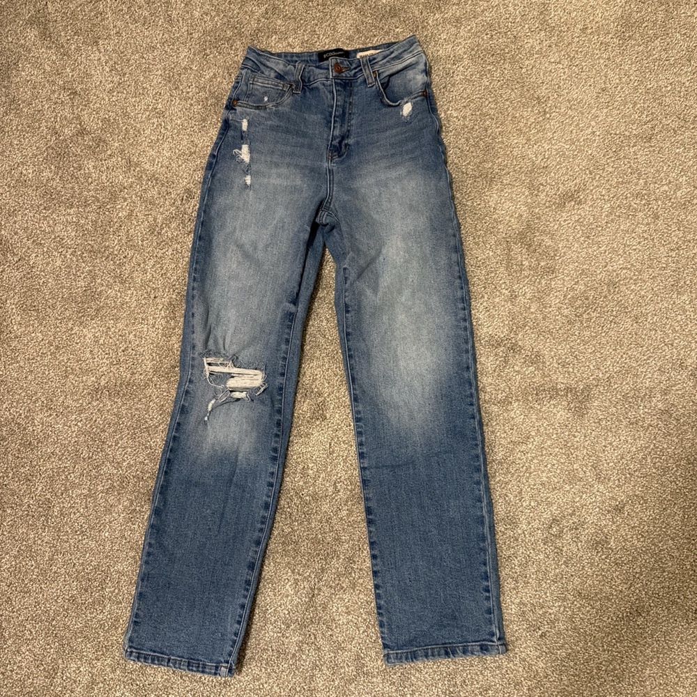 Distressed Blue BCBG Skater Straight Jeans size 25